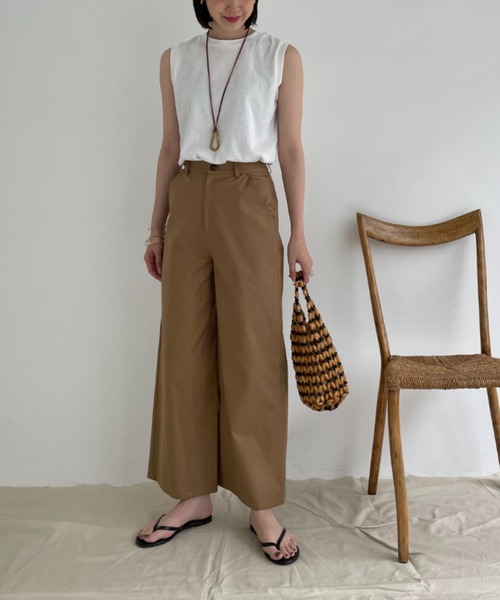 Doux archives（ドゥアルシーヴ）の「切替デザインワイドパンツ（チノパンツ・レディース・ブラウン/カーキ/アイボリー・MEDIUM/SMALL）」の19枚目の写真