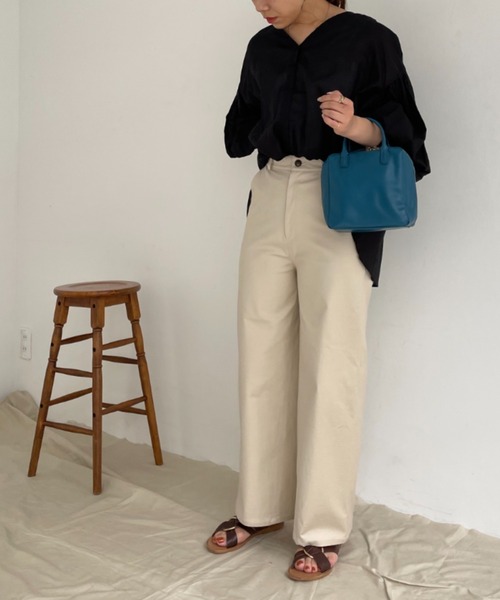 Doux archives（ドゥアルシーヴ）の「切替デザインワイドパンツ（チノパンツ・レディース・ブラウン/カーキ/アイボリー・MEDIUM/SMALL）」の21枚目の写真