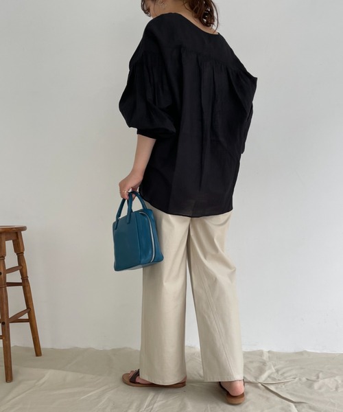 Doux archives（ドゥアルシーヴ）の「切替デザインワイドパンツ（チノパンツ・レディース・ブラウン/カーキ/アイボリー・MEDIUM/SMALL）」の20枚目の写真