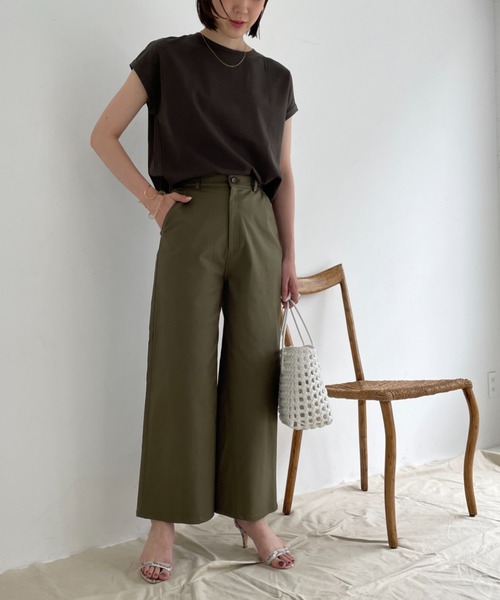 Doux archives（ドゥアルシーヴ）の「切替デザインワイドパンツ（チノパンツ・レディース・ブラウン/カーキ/アイボリー・MEDIUM/SMALL）」の18枚目の写真