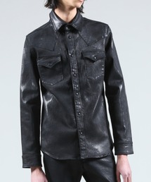 EXフィットデニム ブラックコーティングデニムシャツ