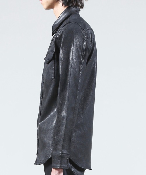 GalaabenD(ガラアーベント)の「EXフィットデニム ブラックコーティングデニムシャツ(シャツ/ブラウス・メンズ・ブラック・S/M/L)」の4枚目の写真