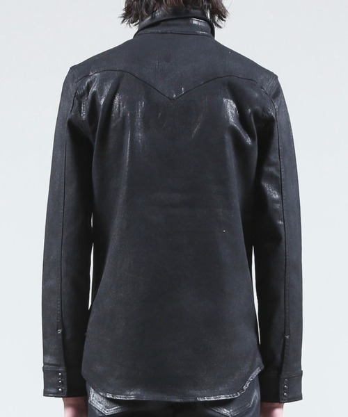 GalaabenD(ガラアーベント)の「EXフィットデニム ブラックコーティングデニムシャツ(シャツ/ブラウス・メンズ・ブラック・S/M/L)」の5枚目の写真