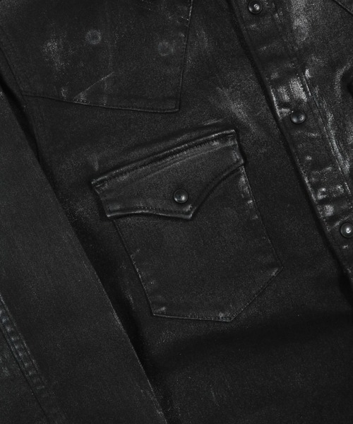 GalaabenD(ガラアーベント)の「EXフィットデニム ブラックコーティングデニムシャツ(シャツ/ブラウス・メンズ・ブラック・S/M/L)」の7枚目の写真