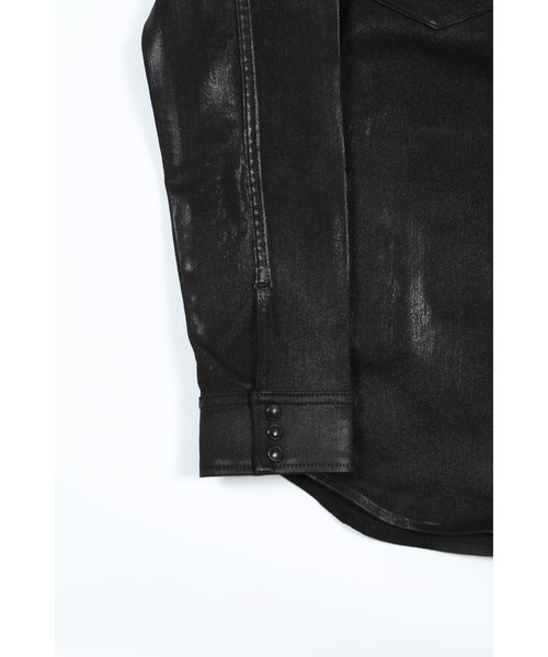 GalaabenD(ガラアーベント)の「EXフィットデニム ブラックコーティングデニムシャツ(シャツ/ブラウス・メンズ・ブラック・S/M/L)」の9枚目の写真