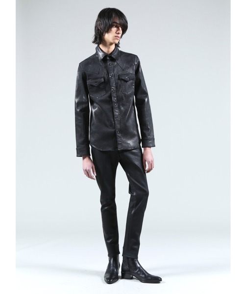 GalaabenD(ガラアーベント)の「EXフィットデニム ブラックコーティングデニムシャツ(シャツ/ブラウス・メンズ・ブラック・S/M/L)」の10枚目の写真