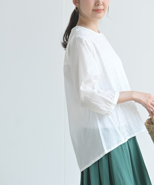 cottonキャンブリックブラウス コットンキャンブリックダイヤ刺繍ブラウス（シャツ/ブラウス