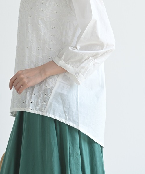 cottonキャンブリックブラウス コットンキャンブリックダイヤ刺繍ブラウス（シャツ/ブラウス