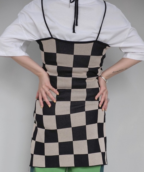 SANSeLF（サンセルフ）の「【SANSeLF】checkered flag tunic sanw21a002（チュニック・レディース・ホワイト・FREE）」の3枚目の写真