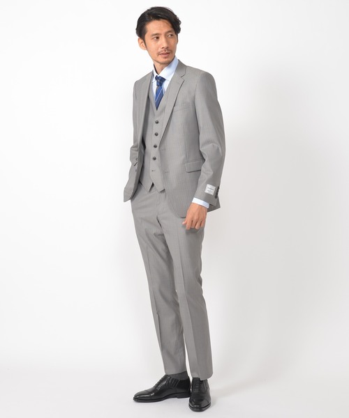 CROWDED CLOSET（クラウデッドクローゼット）の「TW ブライトストライプスーツ／別売りベストあり／2ピースビジネスセットアップスーツ（スーツセット・メンズ・ダークブラウン/ネイビー/グレー・01/02/03/04）」の8枚目の写真