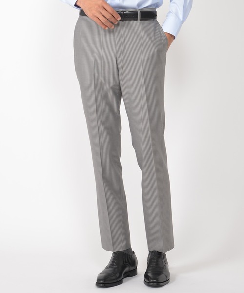 CROWDED CLOSET（クラウデッドクローゼット）の「TW ブライトストライプスーツ／別売りベストあり／2ピースビジネスセットアップスーツ（スーツセット・メンズ・ダークブラウン/ネイビー/グレー・01/02/03/04）」の12枚目の写真