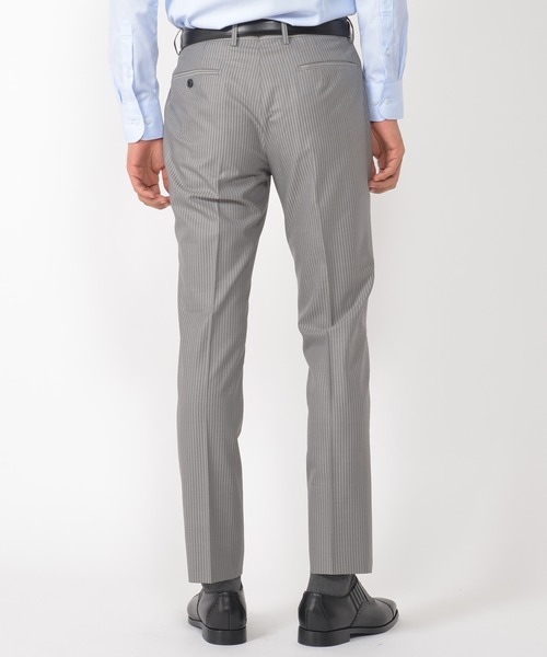 CROWDED CLOSET（クラウデッドクローゼット）の「TW ブライトストライプスーツ／別売りベストあり／2ピースビジネスセットアップスーツ（スーツセット・メンズ・ダークブラウン/ネイビー/グレー・01/02/03/04）」の14枚目の写真
