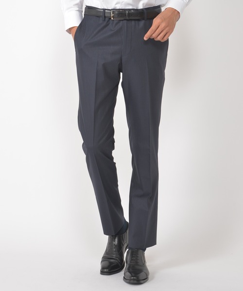 CROWDED CLOSET（クラウデッドクローゼット）の「TW ブライトストライプスーツ／別売りベストあり／2ピースビジネスセットアップスーツ（スーツセット・メンズ・ダークブラウン/ネイビー/グレー・01/02/03/04）」の5枚目の写真