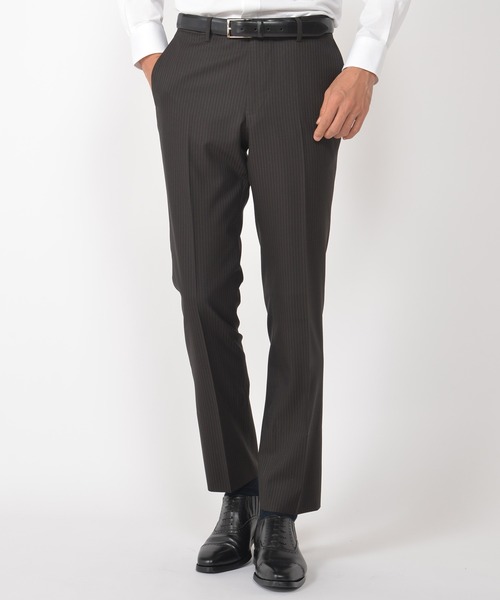 CROWDED CLOSET（クラウデッドクローゼット）の「TW ブライトストライプスーツ／別売りベストあり／2ピースビジネスセットアップスーツ（スーツセット・メンズ・ダークブラウン/ネイビー/グレー・01/02/03/04）」の7枚目の写真