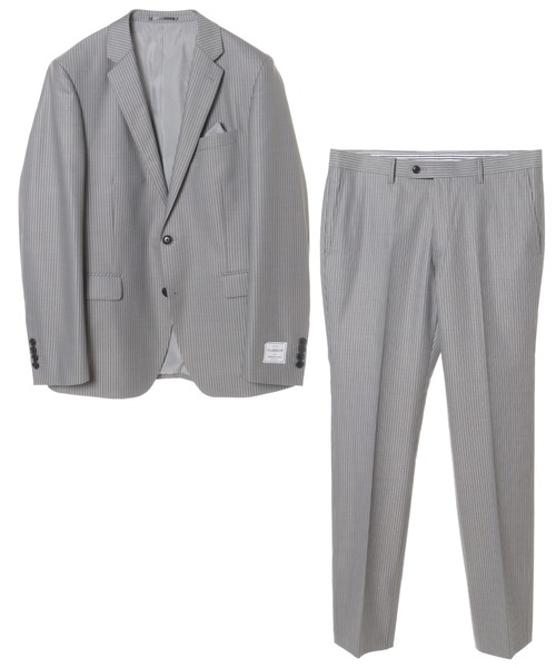 CROWDED CLOSET（クラウデッドクローゼット）の「TW ブライトストライプスーツ／別売りベストあり／2ピースビジネスセットアップスーツ（スーツセット・メンズ・ダークブラウン/ネイビー/グレー・01/02/03/04）」の15枚目の写真