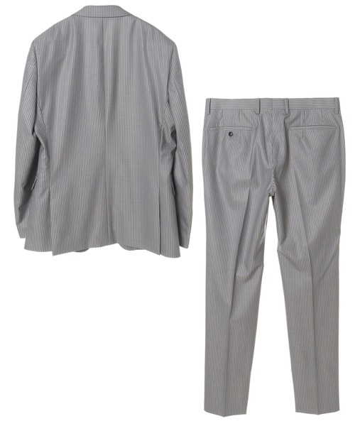 CROWDED CLOSET（クラウデッドクローゼット）の「TW ブライトストライプスーツ／別売りベストあり／2ピースビジネスセットアップスーツ（スーツセット・メンズ・ダークブラウン/ネイビー/グレー・01/02/03/04）」の16枚目の写真