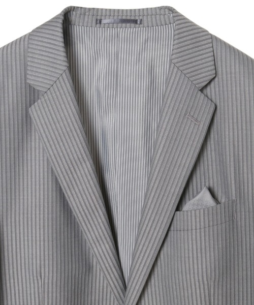 CROWDED CLOSET（クラウデッドクローゼット）の「TW ブライトストライプスーツ／別売りベストあり／2ピースビジネスセットアップスーツ（スーツセット・メンズ・ダークブラウン/ネイビー/グレー・01/02/03/04）」の19枚目の写真