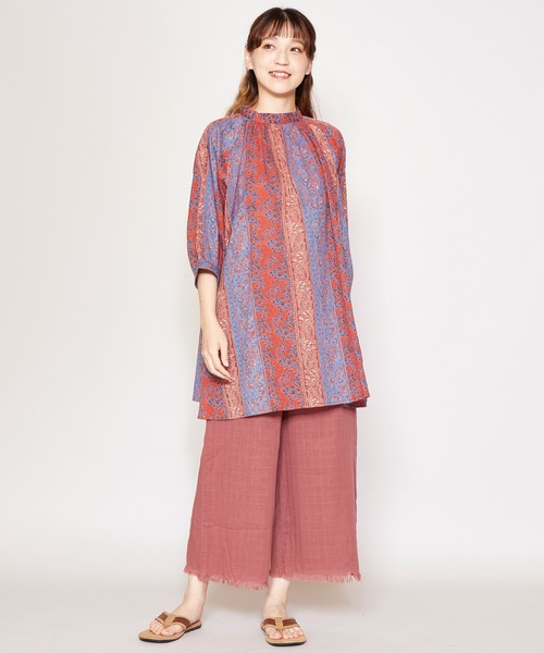 チャイハネ（チャイハネ）の「【チャイハネ】yul コットンドビーブロックプリントトップス（シャツ/ブラウス・レディース・ベージュ/グリーン/レッド・FREE）」の10枚目の写真