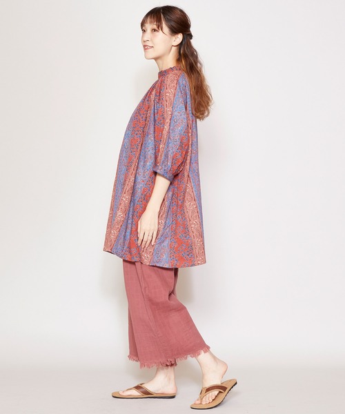 チャイハネ（チャイハネ）の「【チャイハネ】yul コットンドビーブロックプリントトップス（シャツ/ブラウス・レディース・ベージュ/グリーン/レッド・FREE）」の13枚目の写真