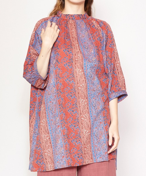 チャイハネ（チャイハネ）の「【チャイハネ】yul コットンドビーブロックプリントトップス（シャツ/ブラウス・レディース・ベージュ/グリーン/レッド・FREE）」の15枚目の写真