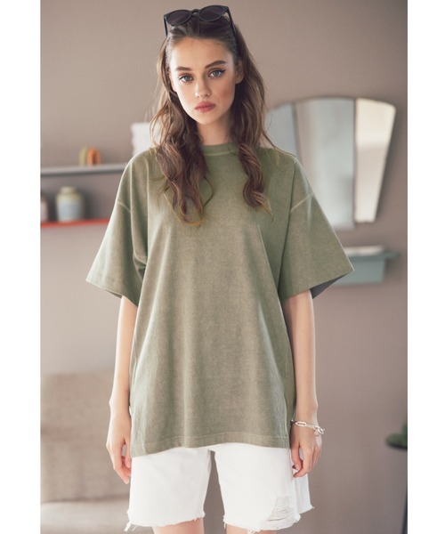ALEXIA STAM（アリシアスタン）の「Pigment Dyed Oversized Tee/ピグメントダイオーバーサイズティー（Tシャツ/カットソー・レディース・モカ/カーキ/チャコールグレー・FREE）」の18枚目の写真