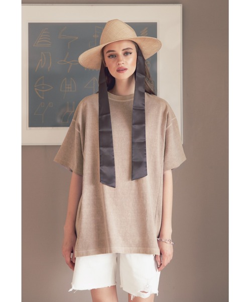 ALEXIA STAM（アリシアスタン）の「Pigment Dyed Oversized Tee/ピグメントダイオーバーサイズティー（Tシャツ/カットソー・レディース・モカ/カーキ/チャコールグレー・FREE）」の10枚目の写真