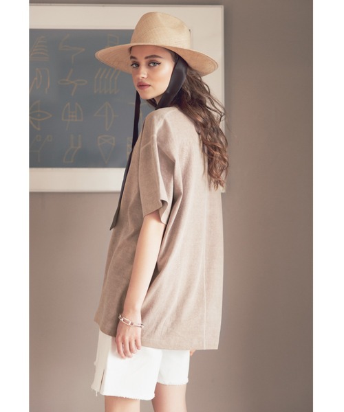 ALEXIA STAM（アリシアスタン）の「Pigment Dyed Oversized Tee/ピグメントダイオーバーサイズティー（Tシャツ/カットソー・レディース・モカ/カーキ/チャコールグレー・FREE）」の4枚目の写真