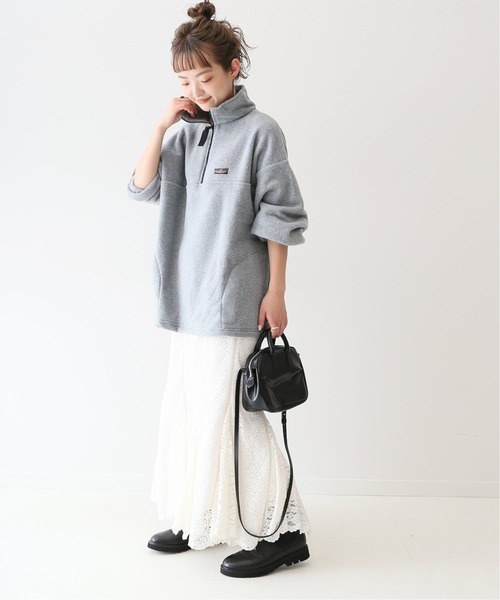 SLOBE IENA（スローブイエナ）の「【SUNRISE MILL 】SWAMP ハーフジップブルゾン【洗濯機洗い可】◆（ブルゾン・レディース・グレー/ネイビー・FREE）」の3枚目の写真