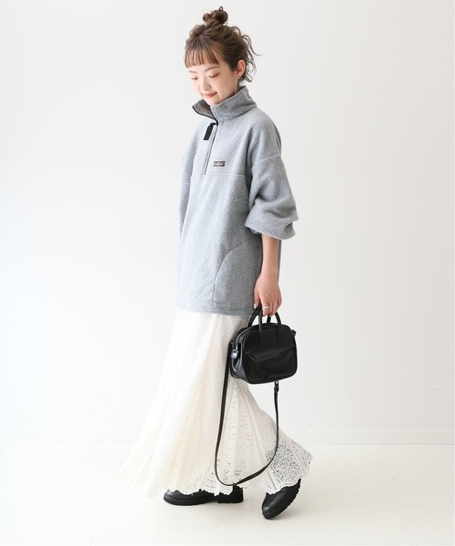 SLOBE IENA（スローブイエナ）の「【SUNRISE MILL 】SWAMP ハーフジップブルゾン【洗濯機洗い可】◆（ブルゾン・レディース・グレー/ネイビー・FREE）」の4枚目の写真