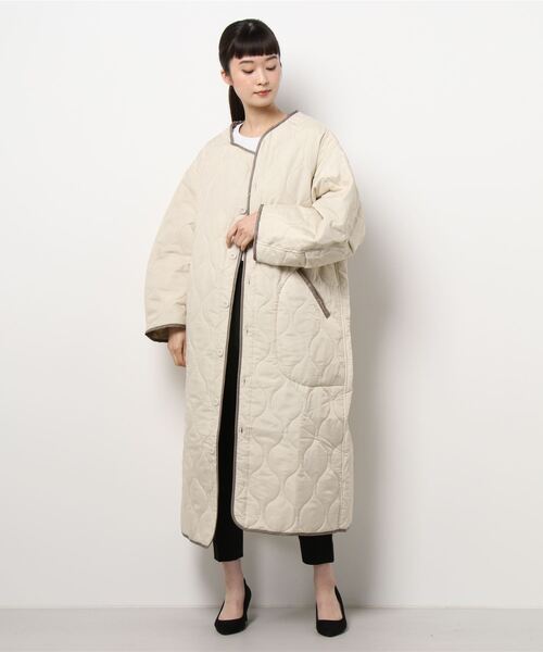 STYLEBLOCK（スタイルブロック）の「リップストップライナーキルトLコート（ブルゾン・レディース・ベージュ/ブラウン/カーキ/ブラック/ホワイト系その他・M）」の2枚目の写真