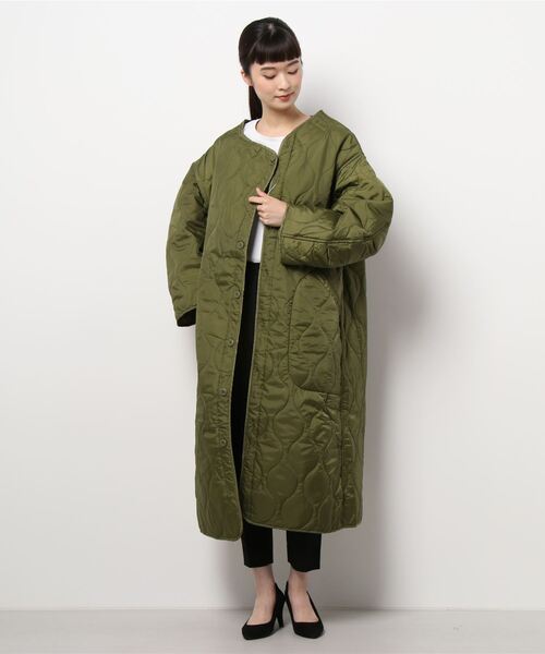 STYLEBLOCK（スタイルブロック）の「リップストップライナーキルトLコート（ブルゾン・レディース・ベージュ/ブラウン/カーキ/ブラック/ホワイト系その他・M）」の5枚目の写真