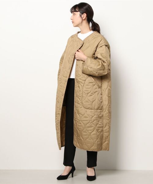 STYLEBLOCK（スタイルブロック）の「リップストップライナーキルトLコート（ブルゾン・レディース・ベージュ/ブラウン/カーキ/ブラック/ホワイト系その他・M）」の9枚目の写真