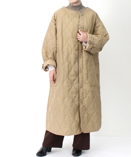 STYLEBLOCK（スタイルブロック）の「リップストップライナーキルトLコート（ブルゾン・レディース・ベージュ/ブラウン/カーキ/ブラック/ホワイト系その他・M）」の10枚目の写真