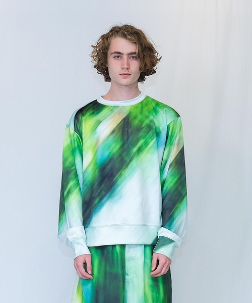 Wizzard（ウィザード）の「Wizzard ウィザード / PRINT FAB SWEAT グラフィックプリントダンボールニットスウェット（スウェット・メンズ・グリーン/ナチュラル・1/2/3）」の2枚目の写真