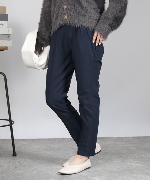 Social GIRL（ソーシャルガール）の「2タック 裏起毛 ストレッチ テーパードパンツ イージーパンツ（その他パンツ・レディース・ネイビー/オフホワイト/ベージュ/カーキ/ブラック/グレイッシュベージュ・L/LL/M）」の6枚目の写真