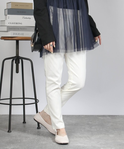 Social GIRL（ソーシャルガール）の「2タック 裏起毛 ストレッチ テーパードパンツ イージーパンツ（その他パンツ・レディース・ネイビー/オフホワイト/ベージュ/カーキ/ブラック/グレイッシュベージュ・L/LL/M）」の2枚目の写真