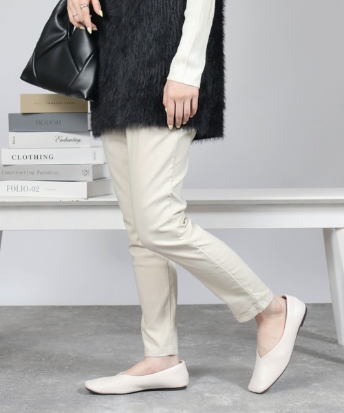 Social GIRL（ソーシャルガール）の「2タック 裏起毛 ストレッチ テーパードパンツ イージーパンツ（その他パンツ・レディース・ネイビー/オフホワイト/ベージュ/カーキ/ブラック/グレイッシュベージュ・L/LL/M）」の4枚目の写真