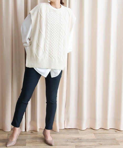 Social GIRL（ソーシャルガール）の「2タック 裏起毛 ストレッチ テーパードパンツ イージーパンツ（その他パンツ・レディース・ネイビー/オフホワイト/ベージュ/カーキ/ブラック/グレイッシュベージュ・L/LL/M）」の12枚目の写真