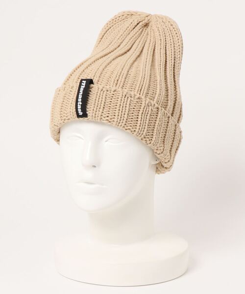 MANASTASH(マナスタッシュ)の「MANASTASH/マナスタッシュ 90S LOGO BEANIE 2(ニットキャップ/ビーニー・メンズ・ダークグレー/ライトベージュ/ブラック/オリーブ/インディゴブルー/レッド系その他・FREE)」の9枚目の写真