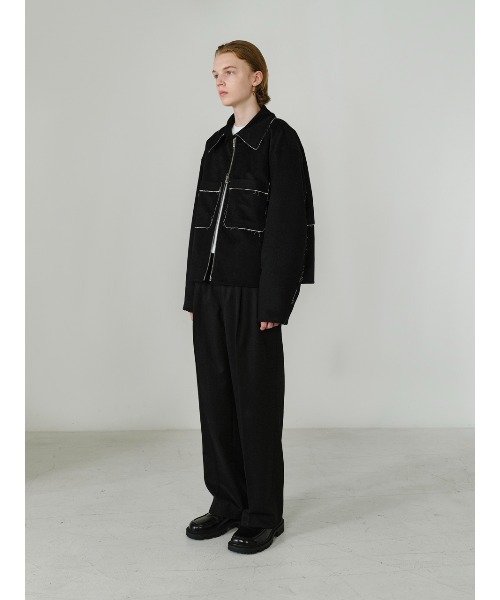 IEY(アイイーワイ)の「【IEY】【2021AW】CUTTING WOOL SHORT JUMPER IYJPBD001(ブルゾン・メンズ・ブラック/ダークグレー・M/L)」の4枚目の写真