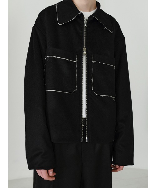 IEY(アイイーワイ)の「【IEY】【2021AW】CUTTING WOOL SHORT JUMPER IYJPBD001(ブルゾン・メンズ・ブラック/ダークグレー・M/L)」の7枚目の写真