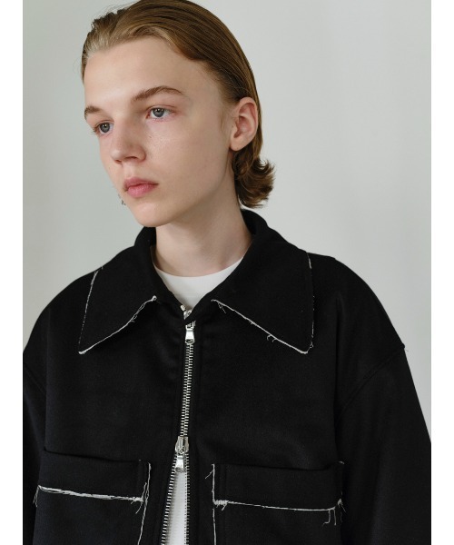 IEY(アイイーワイ)の「【IEY】【2021AW】CUTTING WOOL SHORT JUMPER IYJPBD001(ブルゾン・メンズ・ブラック/ダークグレー・M/L)」の8枚目の写真