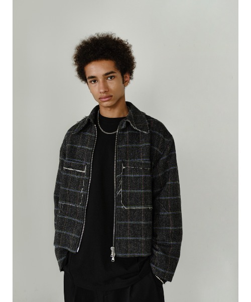 IEY(アイイーワイ)の「【IEY】【2021AW】CUTTING WOOL SHORT JUMPER IYJPBD001(ブルゾン・メンズ・ブラック/ダークグレー・M/L)」の22枚目の写真