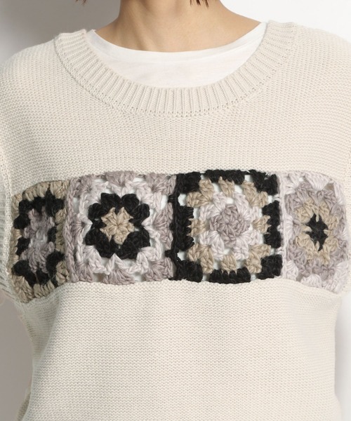 niko and...（ニコアンド）の「2WAYクロシェニットベスト（ベスト・レディース・オフホワイト/ベージュ/カーキ/ブラック・FREE）」の12枚目の写真