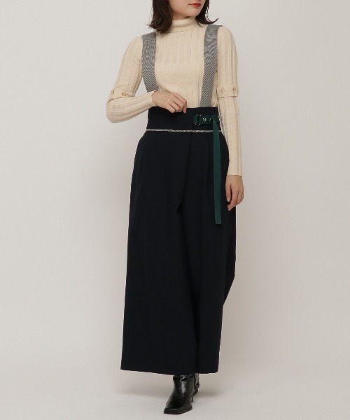 REDYAZEL(レディアゼル)の「配色サス付きワイドパンツ(その他パンツ・レディース・ベージュ系その他/ネイビー/ベージュ・MEDIUM/SMALL)」の3枚目の写真