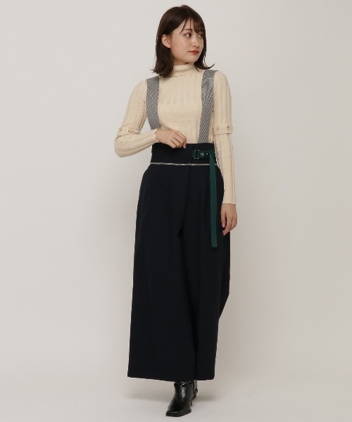 REDYAZEL(レディアゼル)の「配色サス付きワイドパンツ(その他パンツ・レディース・ベージュ系その他/ネイビー/ベージュ・MEDIUM/SMALL)」の14枚目の写真