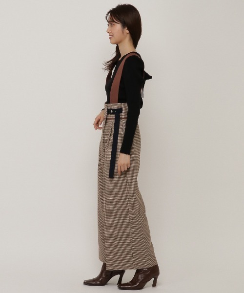 REDYAZEL(レディアゼル)の「配色サス付きワイドパンツ(その他パンツ・レディース・ベージュ系その他/ネイビー/ベージュ・MEDIUM/SMALL)」の8枚目の写真