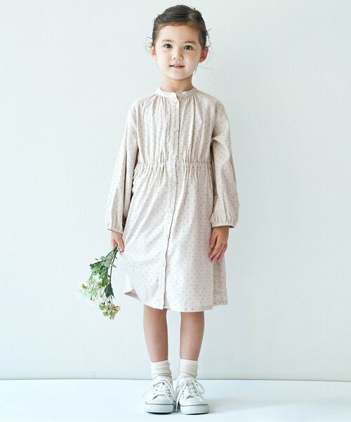 apres les cours(アプレレクール)の「DOTシャツワンピース(シャツワンピース・キッズ・アイボリー・120/80/110/130/90/140/100)」の2枚目の写真