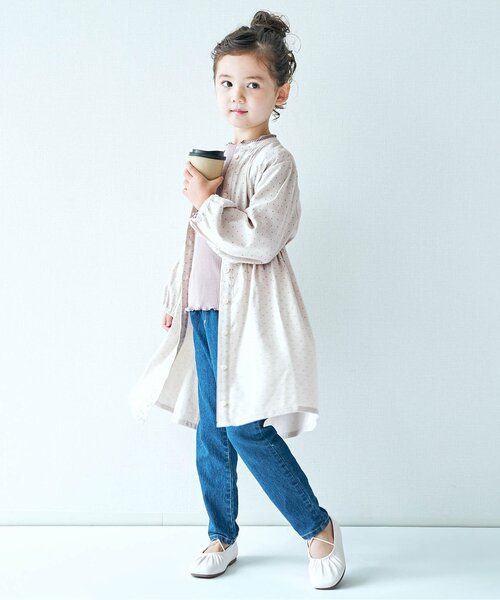 apres les cours(アプレレクール)の「DOTシャツワンピース(シャツワンピース・キッズ・アイボリー・120/80/110/130/90/140/100)」の5枚目の写真