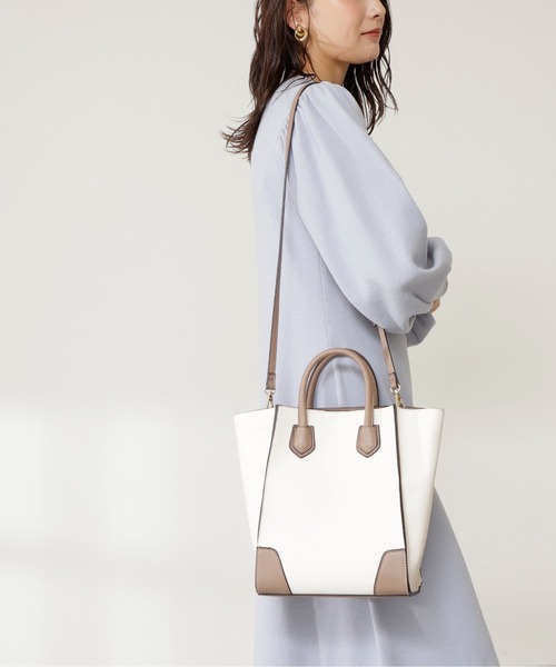N.（N. Natural Beauty Basic）（エヌエヌナチュラルビューティーベーシック）の「◆スクエアコンビトートバッグ（トートバッグ・レディース・ベージュ/ライトグリーン/ブラック・ﾌﾘ-）」の6枚目の写真